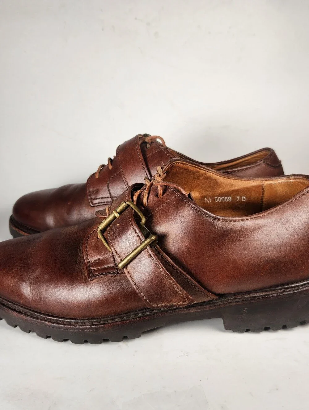 RALPH LAUREN Country Men's Shoe Size 7 D Monk Strap Lace Up Leather Vintage